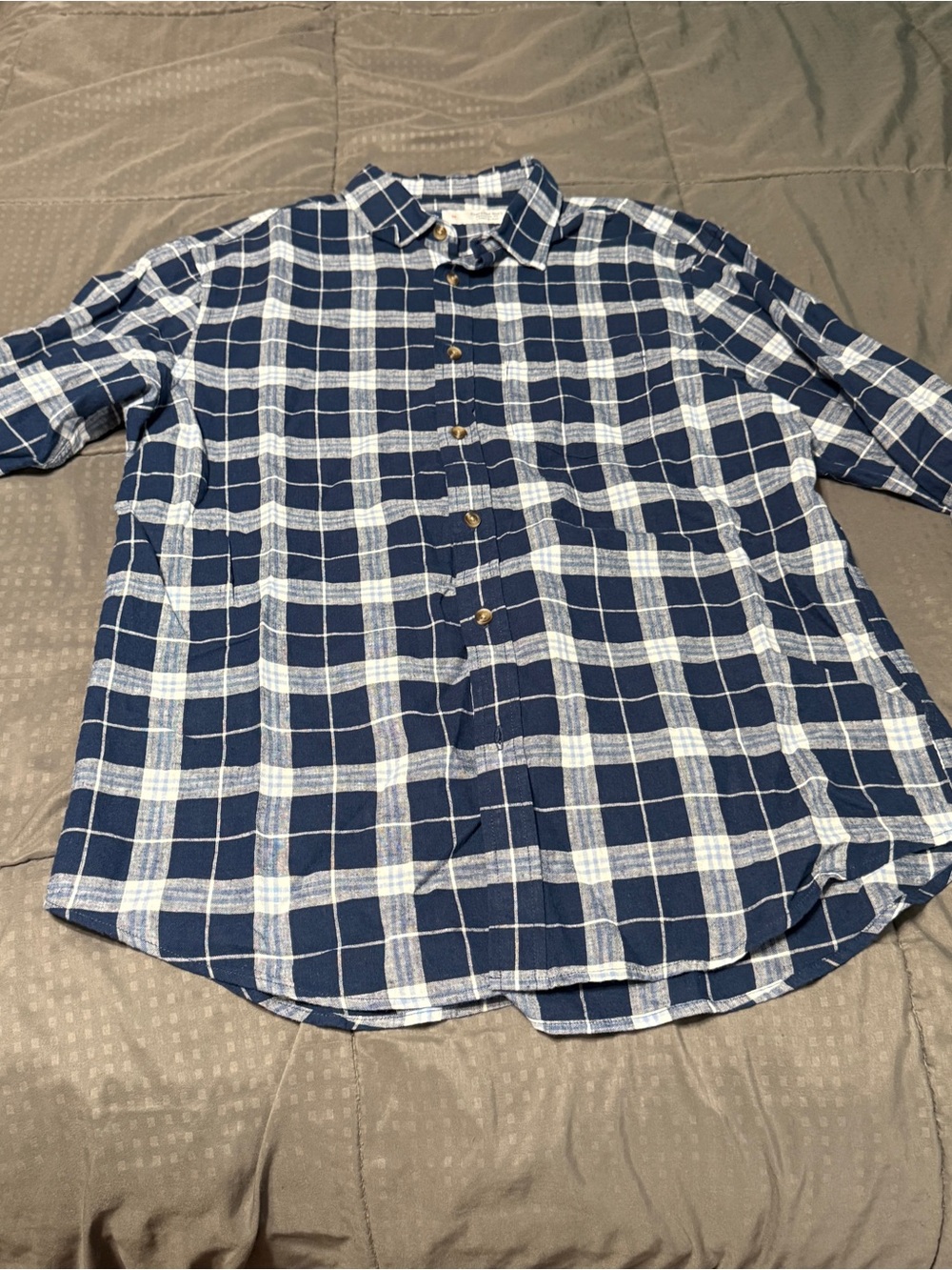 Old Navy Mens Medium Blue Plaid Rolled Sleeve Button Down Everyday Shirt